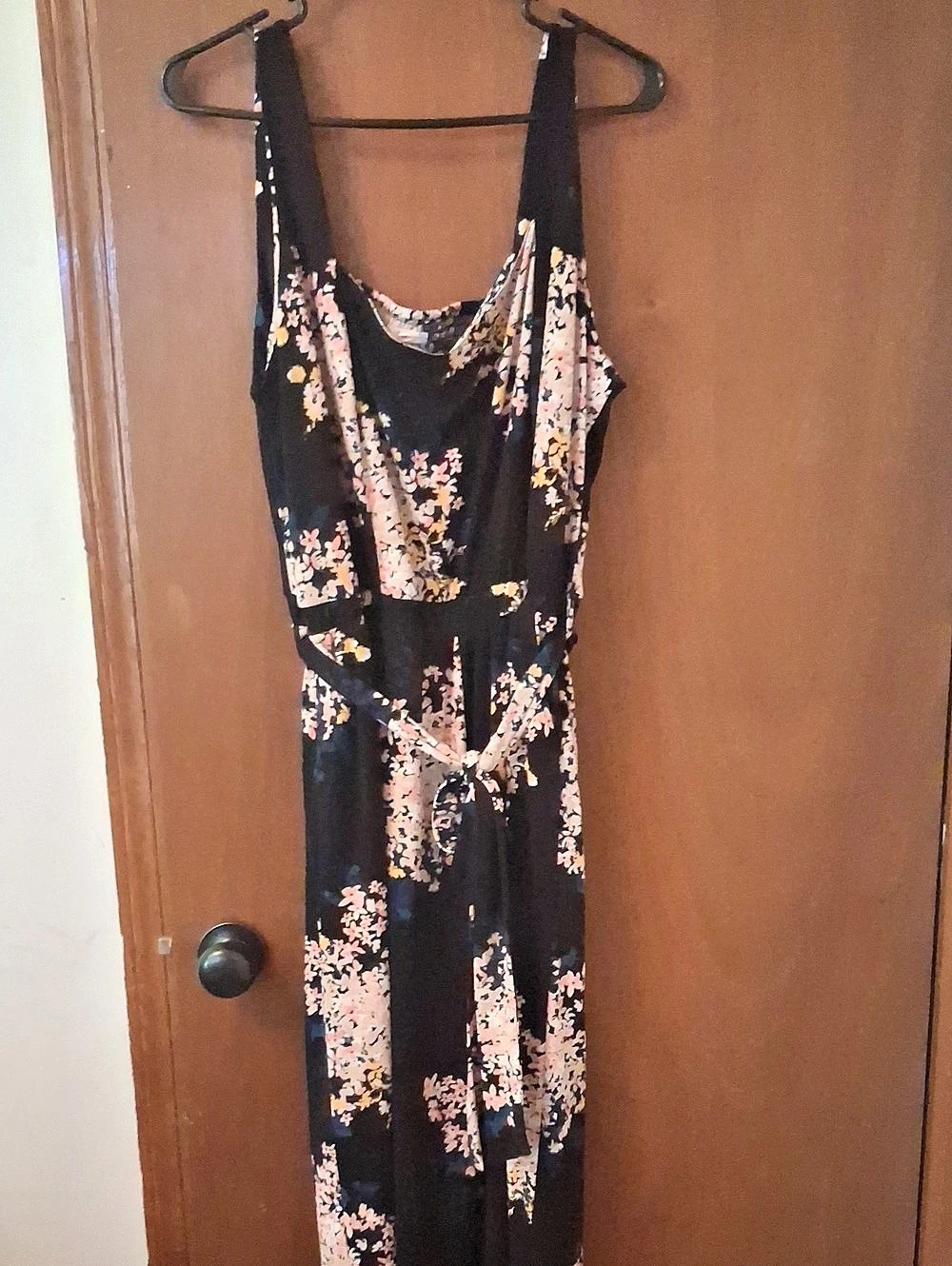 women's black floral jumpsuit
